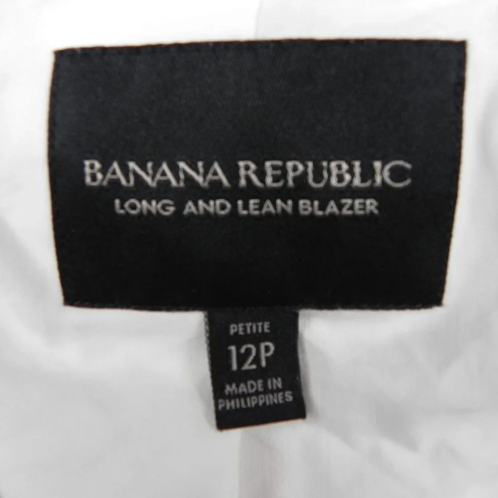 Banana Republic Blazer Womens 12P Petite Long And Lean Linen Blend Suit Jacket
